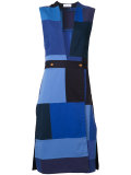 patchwork sleeveless midi dress