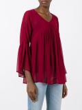 V-neck pleated blouse