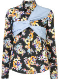 wrap detail floral print shirt