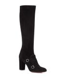 monk strap knee high boots