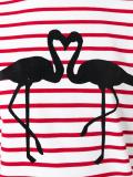 flamingo print striped T-shirt