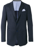 notched lapel check blazer