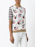 striped floral print top