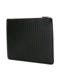 logo embossed woven pouch