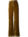 metallic flared trousers