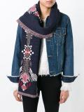 ethnic pattern frayed scarf