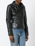 jacket with quilted collar and biker detail