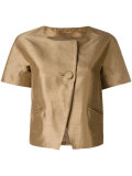 cropped collarless jacket