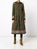 faux fur hooded embroidered coat