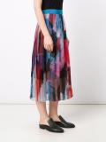 brushes print pleated skirt