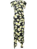 floral print draped dress