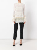 lace panel pleated blouse 