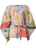 printed belted blouse 