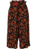 floral pattern belted trousers