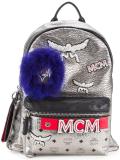 logo print metallic backpack