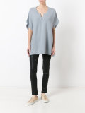 ribbed open neck top