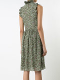 sleeveless frill leaf dress