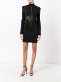 sheer panel turtleneck dress