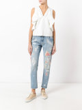 distressed floral jeans