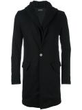 single breasted hooded coat  
