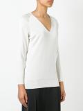 collarless V-neck jumper