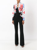 ruffled printed cropped jacket 