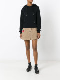 patches buttoned denim skirt