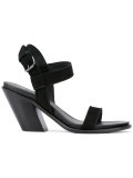 diagonal heel buckled sandals