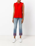 lace-up neck tank top 