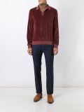 V-neck velvet polo shirt