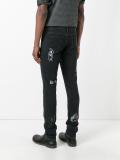 cross print detail slim-fit jeans