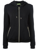 embossed logos zip up hoodie