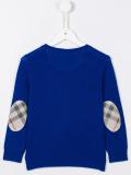 checked elbow patch jumper