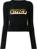 strict embroidered shrunken jumper