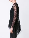 sheer floral embroidery blouse