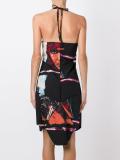 halterneck diagonal panel dress