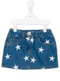 star print denim skirt