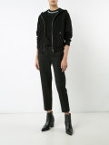 patches sleeves zipped hoodie