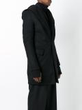 single breasted hooded coat  