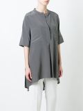 patch pockets mandarin neck shirt
