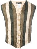striped crinkle-effect waistcoat
