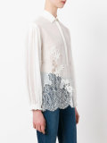 floral overlay mesh blouse