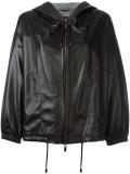 hooded leather jacket 