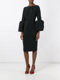 rouches sleeves midi dress