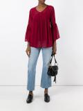 V-neck pleated blouse