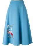 bird embroidered A-line skirt