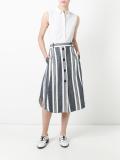 striped buttoned A-line skirt