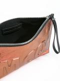 embossed logo clutch
