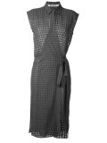 checked wrap dress