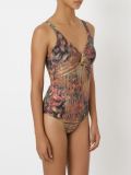 printed open back swimsuit